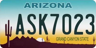 AZ license plate ASK7023