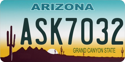 AZ license plate ASK7032