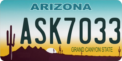 AZ license plate ASK7033