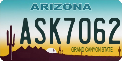 AZ license plate ASK7062
