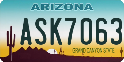 AZ license plate ASK7063