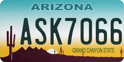 AZ license plate ASK7066