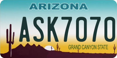 AZ license plate ASK7070