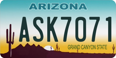 AZ license plate ASK7071