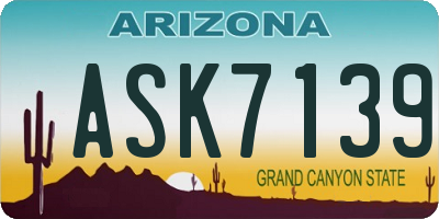 AZ license plate ASK7139