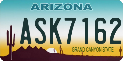 AZ license plate ASK7162