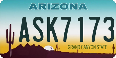 AZ license plate ASK7173
