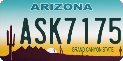 AZ license plate ASK7175