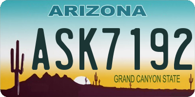 AZ license plate ASK7192