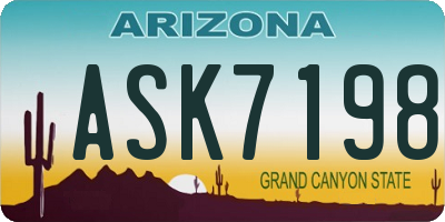 AZ license plate ASK7198