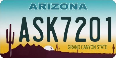 AZ license plate ASK7201