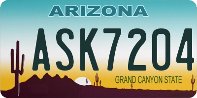 AZ license plate ASK7204