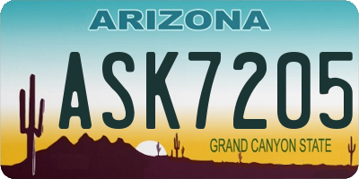 AZ license plate ASK7205