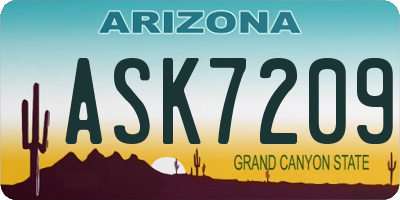 AZ license plate ASK7209