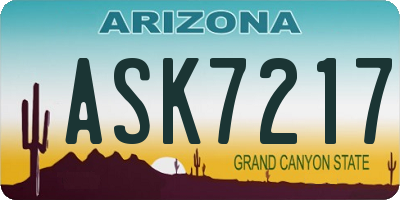 AZ license plate ASK7217