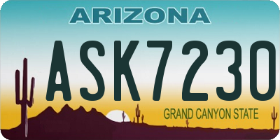 AZ license plate ASK7230