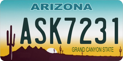 AZ license plate ASK7231
