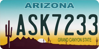 AZ license plate ASK7233