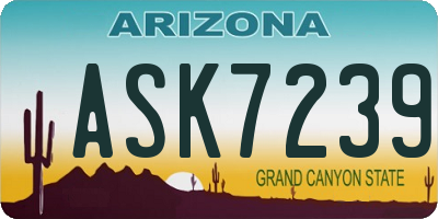 AZ license plate ASK7239