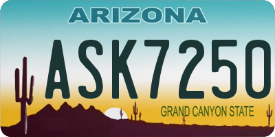 AZ license plate ASK7250