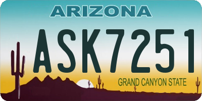 AZ license plate ASK7251