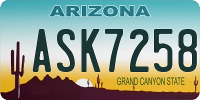 AZ license plate ASK7258