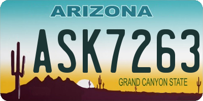 AZ license plate ASK7263