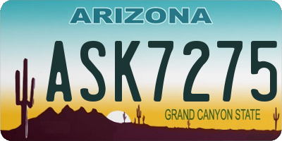 AZ license plate ASK7275