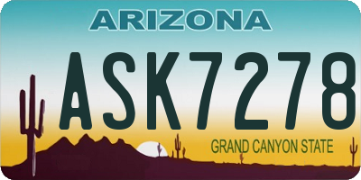 AZ license plate ASK7278