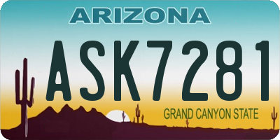 AZ license plate ASK7281