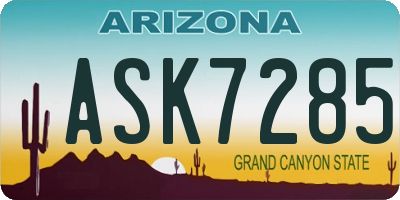AZ license plate ASK7285