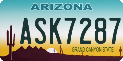 AZ license plate ASK7287
