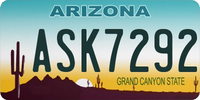 AZ license plate ASK7292