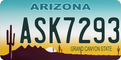 AZ license plate ASK7293