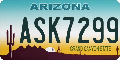 AZ license plate ASK7299