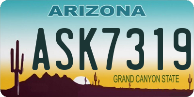 AZ license plate ASK7319