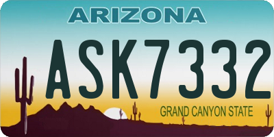 AZ license plate ASK7332