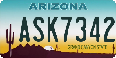 AZ license plate ASK7342