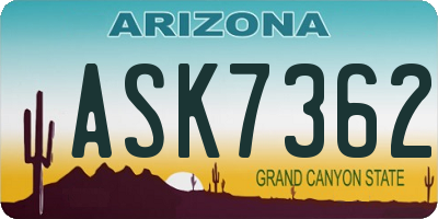 AZ license plate ASK7362