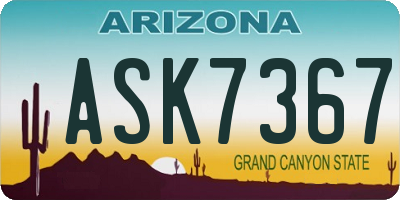 AZ license plate ASK7367
