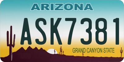 AZ license plate ASK7381