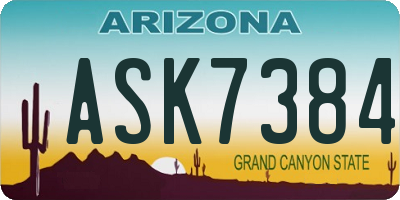 AZ license plate ASK7384