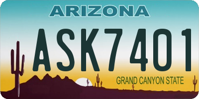 AZ license plate ASK7401