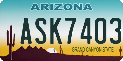 AZ license plate ASK7403