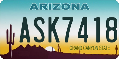 AZ license plate ASK7418
