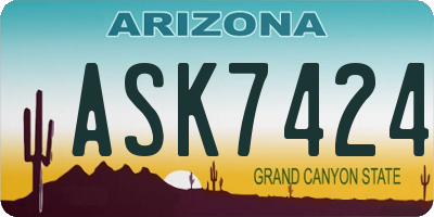 AZ license plate ASK7424