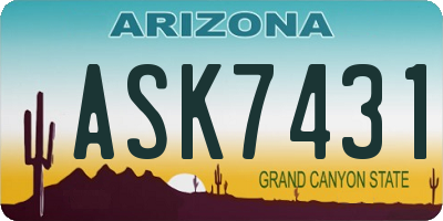 AZ license plate ASK7431