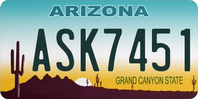 AZ license plate ASK7451