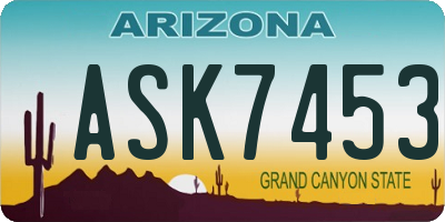 AZ license plate ASK7453