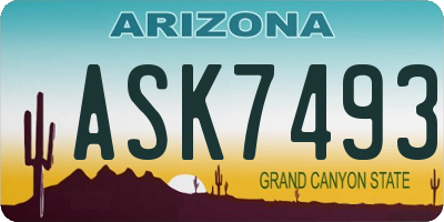 AZ license plate ASK7493